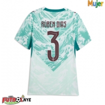 Camiseta Portugal Ruben Dias #3 Visitante Equipación para mujer Mundial 2026 manga corta